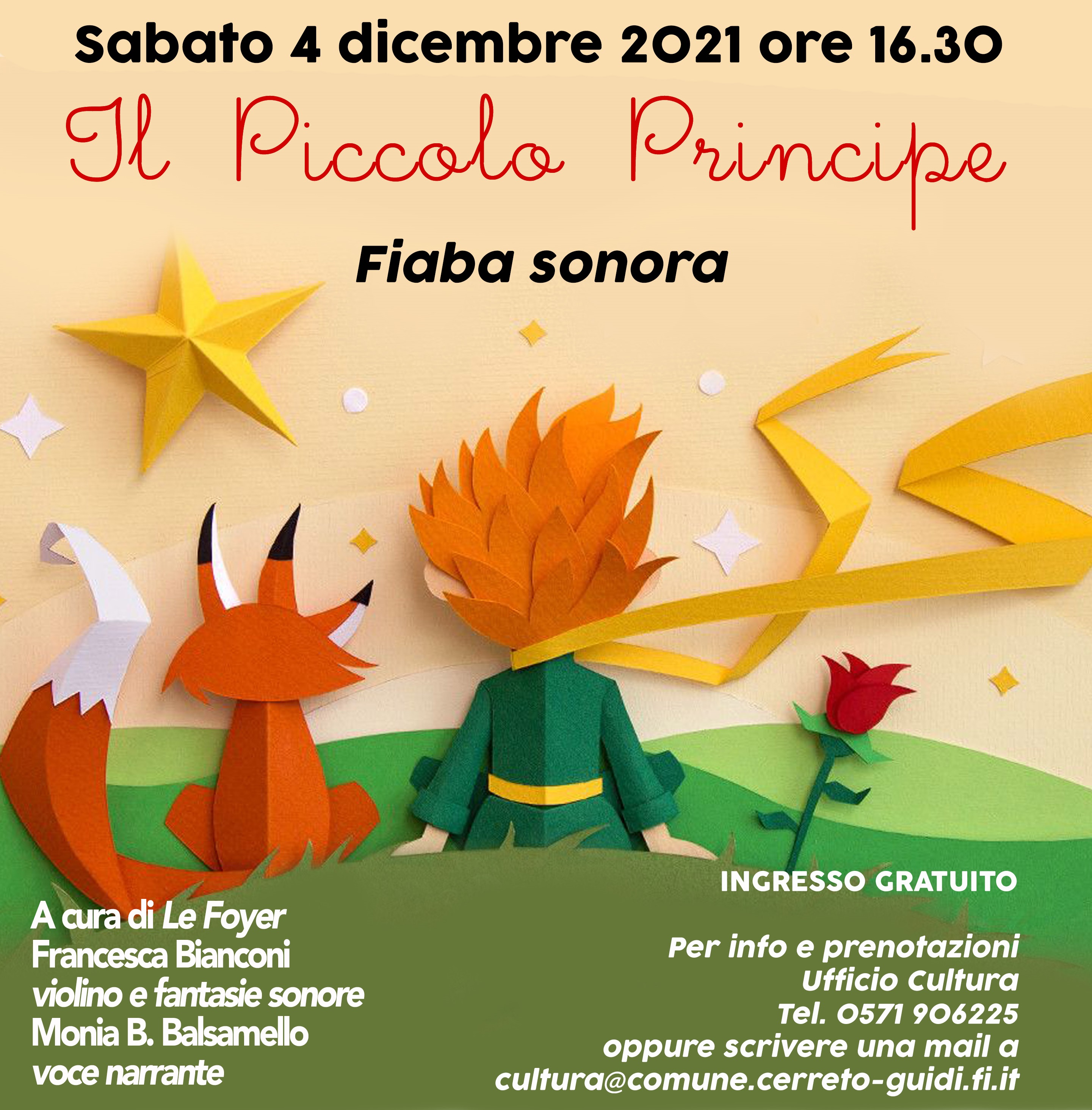 Evento culturale "Fiabe sonore" a cura di Le Foyer del 11.12.2021